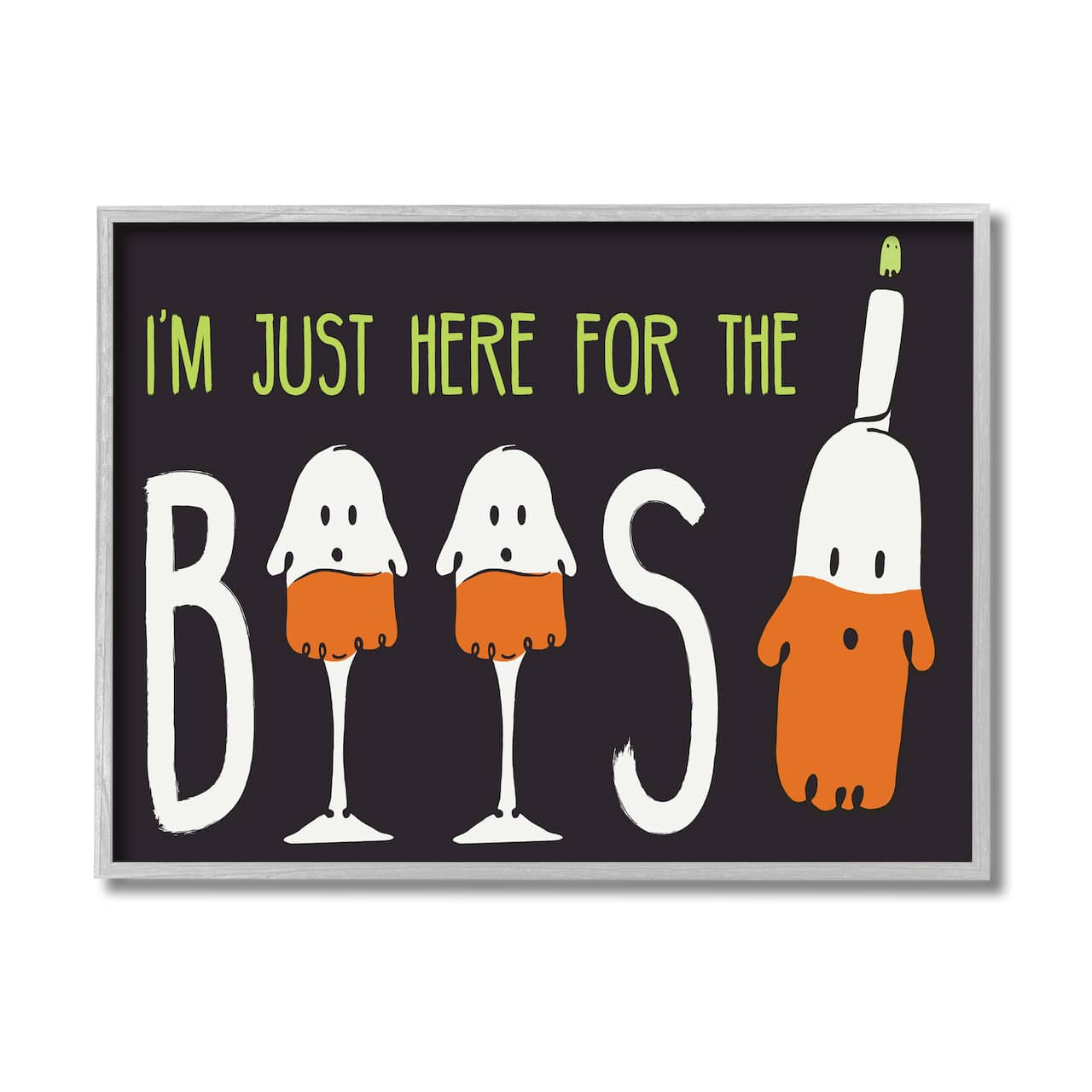 Stupell Industries Here for the Boos Phrase Halloween Ghost Pun Framed Wall Art
